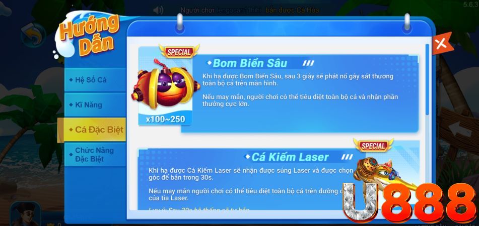 Luật chơi bắn cá tiểu tiên cá U888